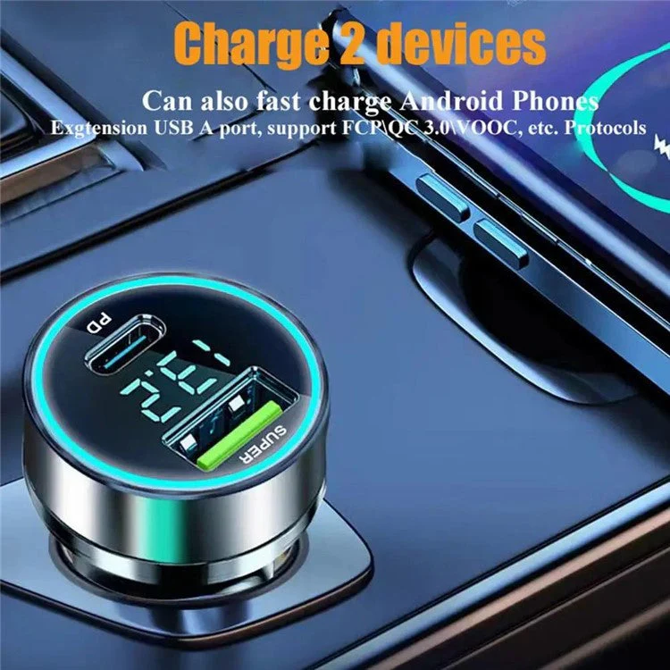 D3-PD 120W Car Charger Type-C+USB Dual Port +100W 3-in-1 Fast Charging Cable - Image 7