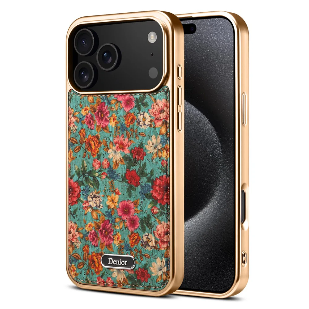 DENIOR A24 For iPhone 17 Pro Max Case Compatible with MagSafe Flower Leather PC TPU Phone Cover with Detachable Back Panel - Peony Blue