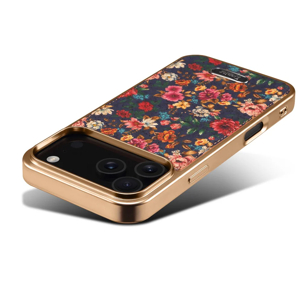 DENIOR A24 For iPhone 17 Pro Max Case Compatible with MagSafe Flower Leather PC TPU Phone Cover with Detachable Back Panel - Peony Purple - Image 4