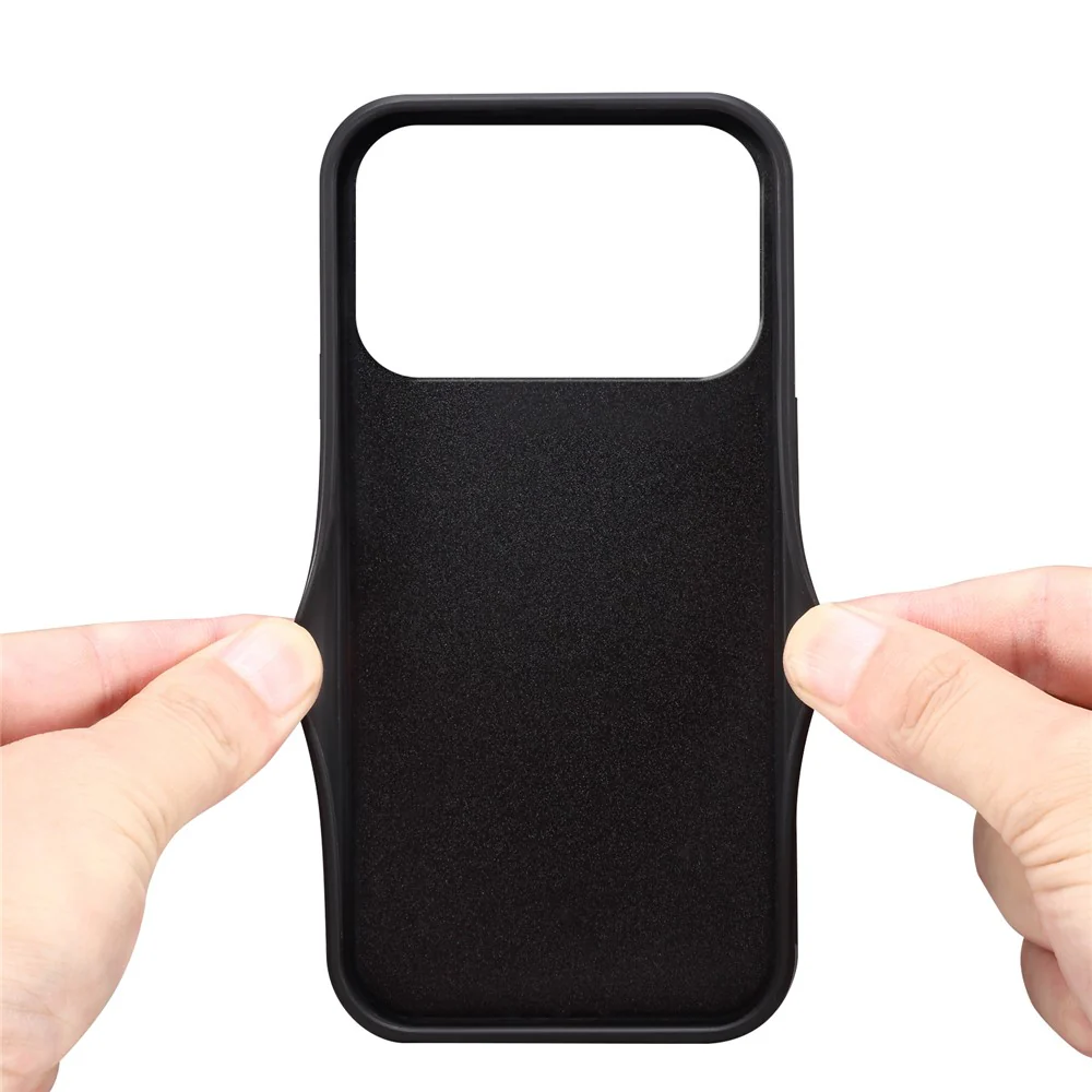 DENIOR For iPhone 17 Pro Max Case Elastic Card Holder PU Leather + TPU + PC Phone Cover - Brown - Image 4