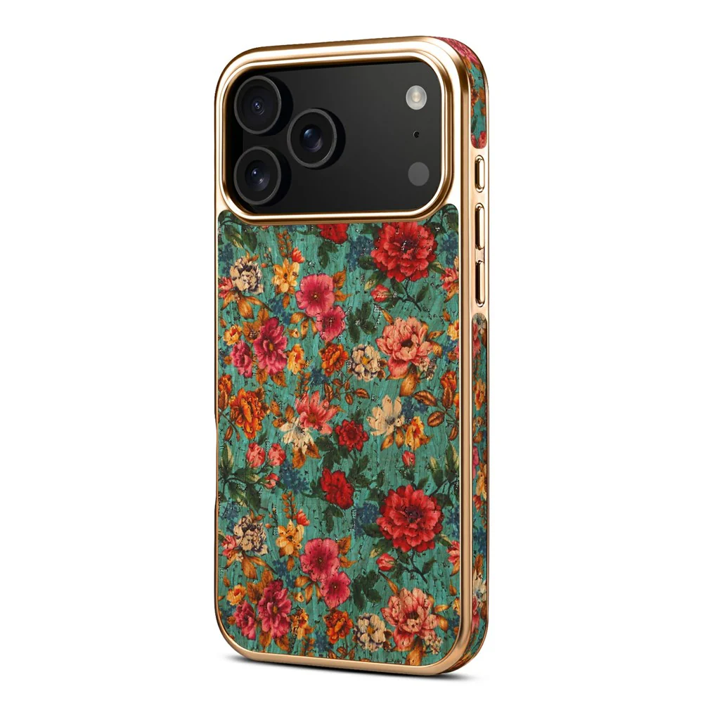DENIOR For iPhone 17 Pro Max Case Pattern Printed Electroplating Leather Back Phone Cover - Blue - Image 2