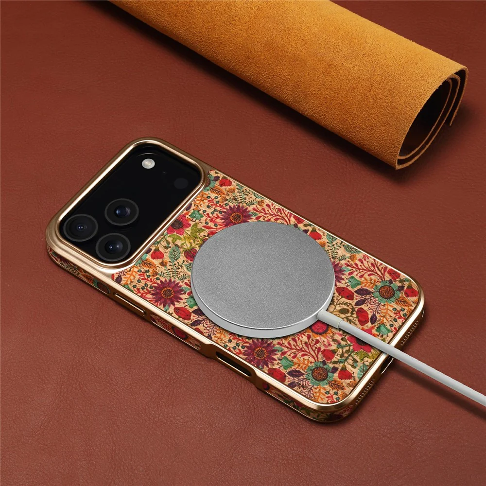 DENIOR For iPhone 17 Pro Max Case Pattern Printed Electroplating Leather Back Phone Cover - Purple - Image 7