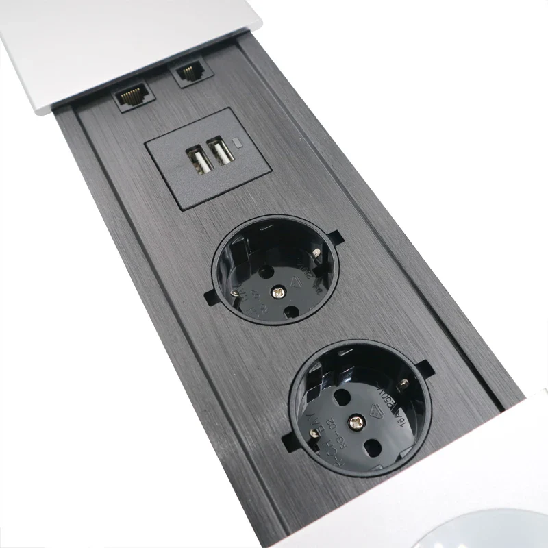 Desktop Sliding Socket 2 EU plug with USB A&A charging with Telephone/ Network, with 1.8m power cable - Image 5