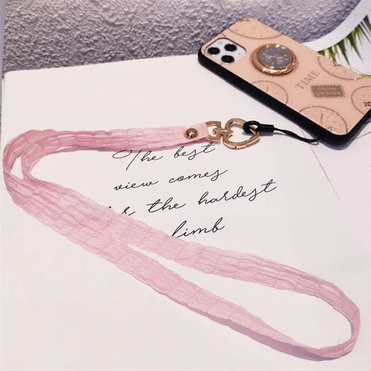 Detachable Phone Lanyard Neck Strap ID Card Holder Heart Shape Buckle Strap Rope - Black - Image 4