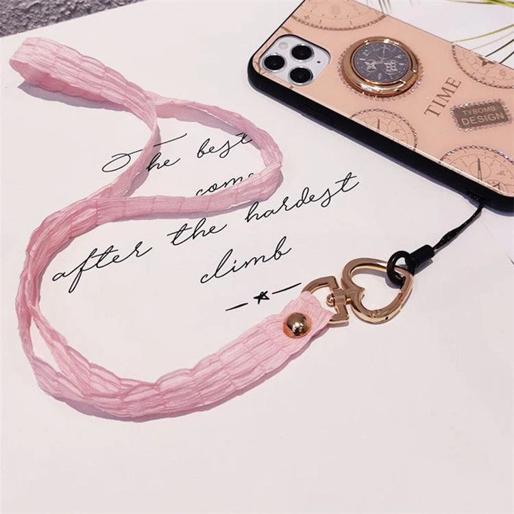 Detachable Phone Lanyard Neck Strap ID Card Holder Heart Shape Buckle Strap Rope - Black - Image 5
