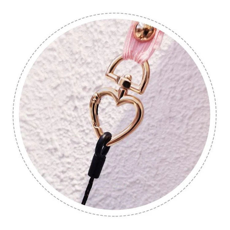 Detachable Phone Lanyard Neck Strap ID Card Holder Heart Shape Buckle Strap Rope - Black - Image 7