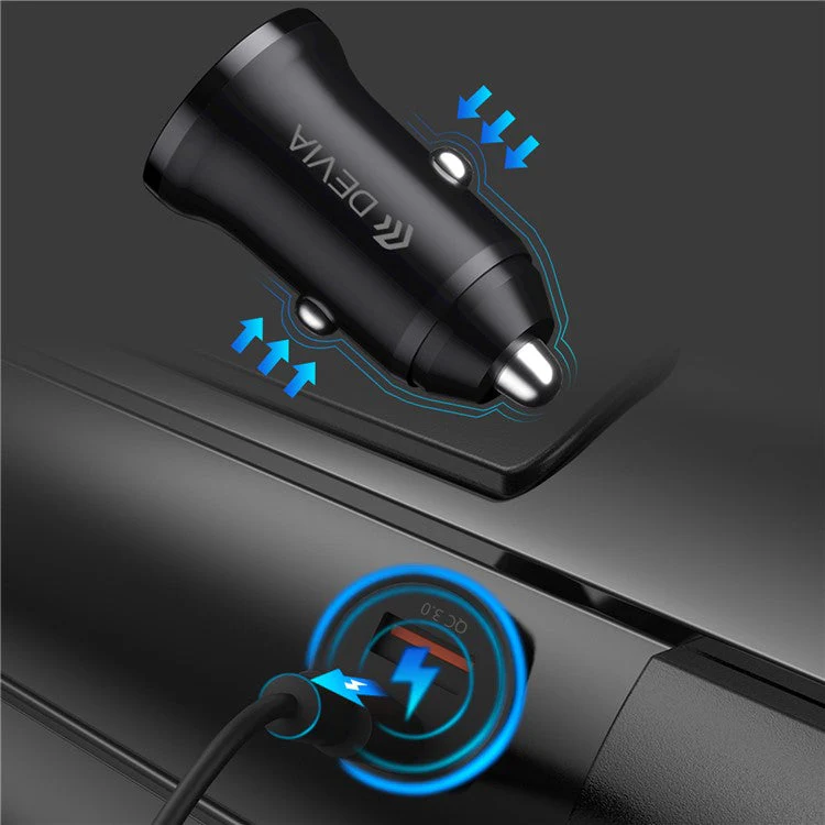 DEVIA EA442 Smart Series Mini PD 30W+QC3.0 Car Charger USB+Type-C Fast Charging Adapter - Image 6