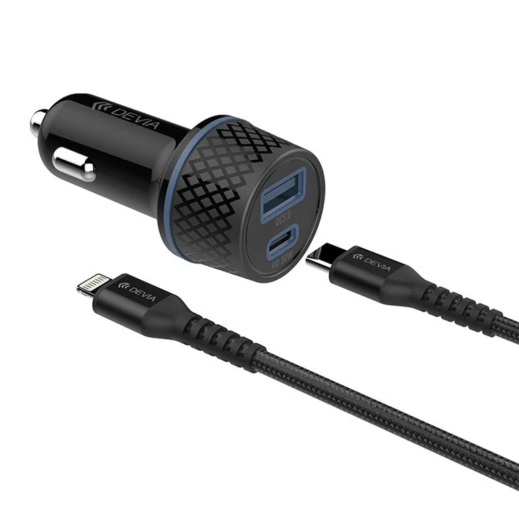 DEVIA EL144 Extreme Speed Series Car Charger Set PD 30W+QC Fast Charging LED Cigarette Lighter - Image 2