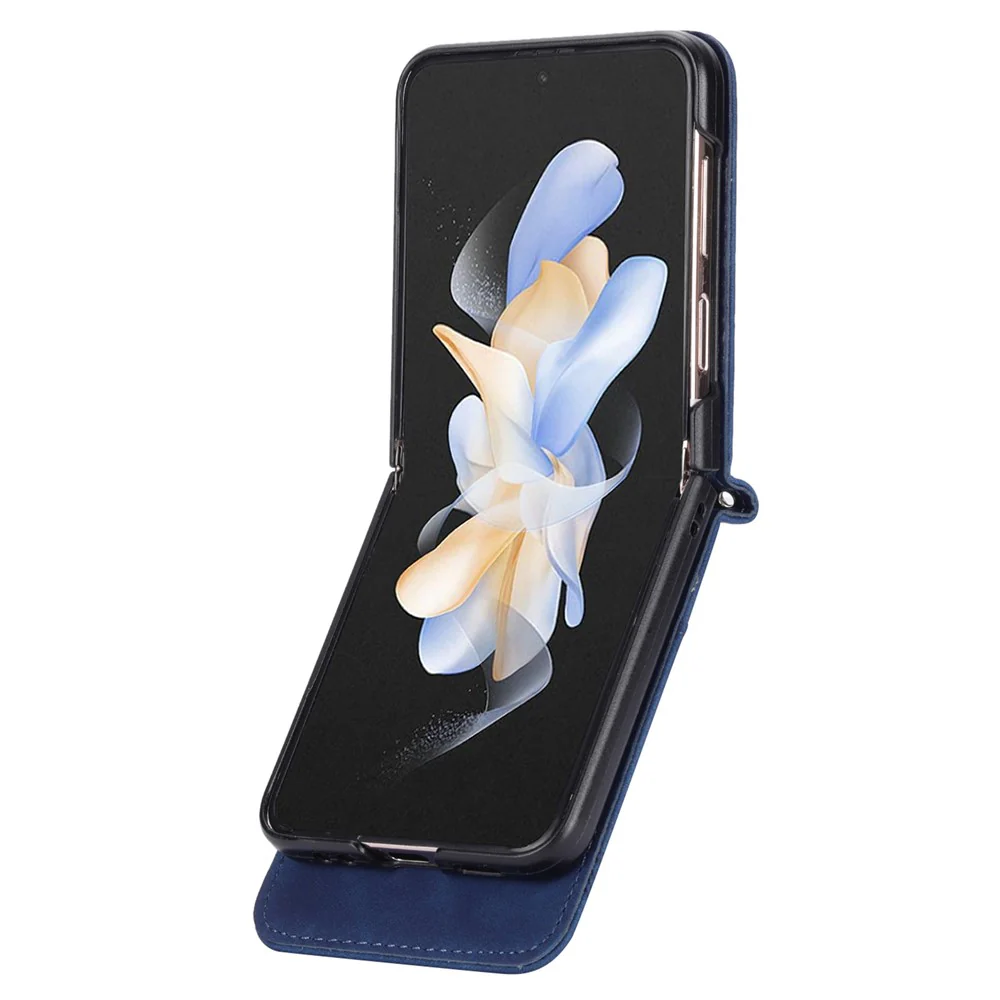 DIERFENG DF-03 For Samsung Galaxy Z Flip7 FE 5G / Z Flip6 5G Card Slot Case Lines Imprinted Phone Cover - Blue - Image 2