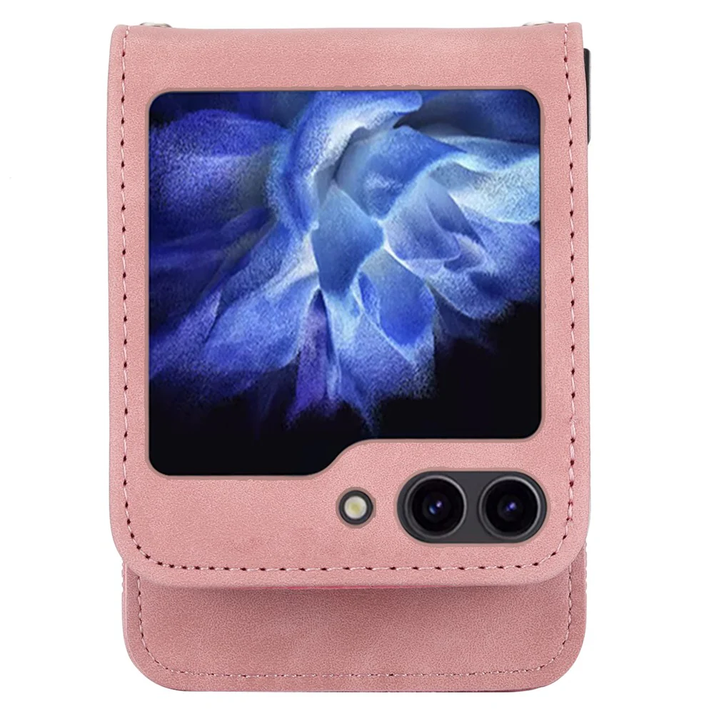 DIERFENG DF-03 For Samsung Galaxy Z Flip7 FE 5G / Z Flip6 5G Card Slot Case Lines Imprinted Phone Cover - Pink - Image 3