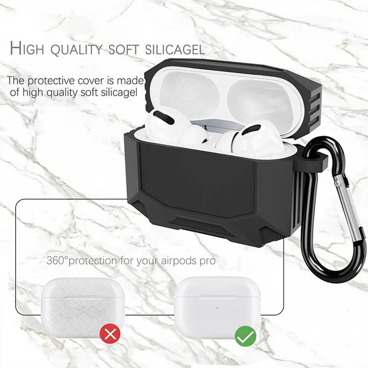 DIROSE A19 Drop Proof Protective Soft Skin Silicone Earphone Case Support Wireless Charging Case with Anti-Lost Ear Hook for AirPods Pro - Army Green - Image 6