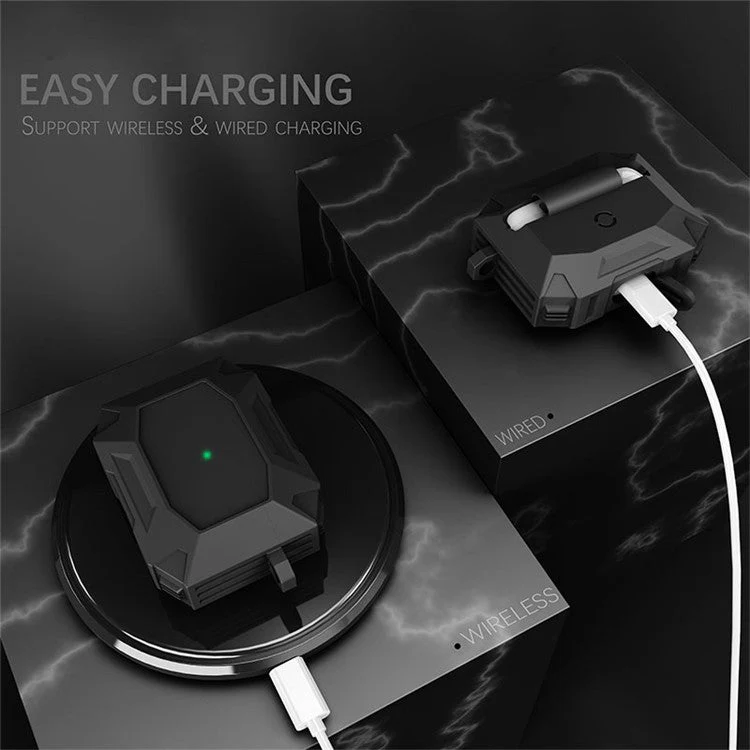 DIROSE A19 Drop Proof Protective Soft Skin Silicone Earphone Case Support Wireless Charging Case with Anti-Lost Ear Hook for AirPods Pro - Black - Image 4