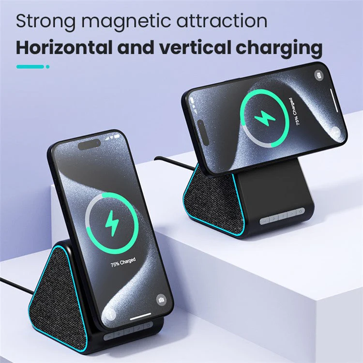 DM-23 15W Wireless Charger Phone Charging Pad Desktop Display Stand Bluetooth Speaker - Image 5