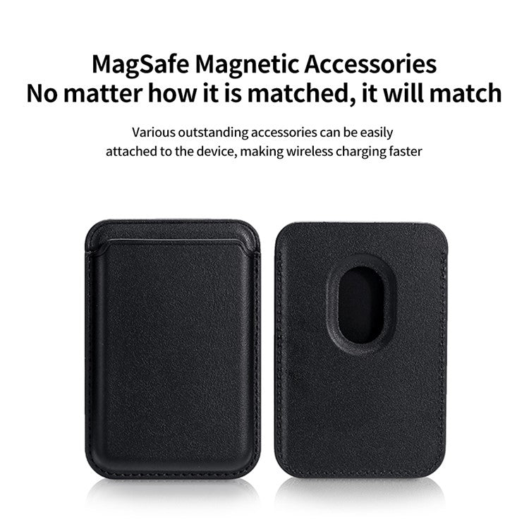 Double Ring Magnetic Card Holder for iPhone 12-16 Series PU Leather Slim Attachment - Dark Blue - Image 2