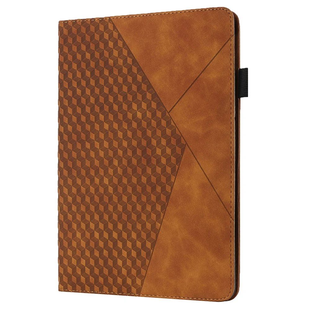 Drop-Proof Rhombus Imprinting Skin-Touch Leather + PU Tablet Protective Case Cover with Card Slots for Lenovo Tab M10 Plus TB-X606F - Brown - Image 3