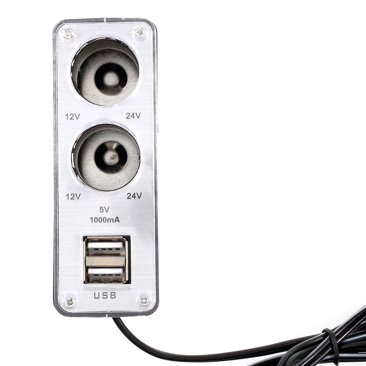 Dual USB Car Charger with Dual Cigarette Lighter Sockets for iPhone Samsung Huawei etc. - Image 2