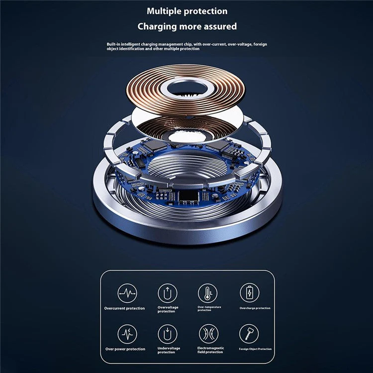 DUDAO A12XS Aluminum Alloy 15W Magnetic Wireless Charger for iPhone - Image 7