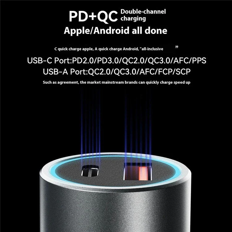 DUDAO R4T 49W Transparent Car Charger QC3.0 USB+Type-C PD Fast Charging Power Adapter - Image 5