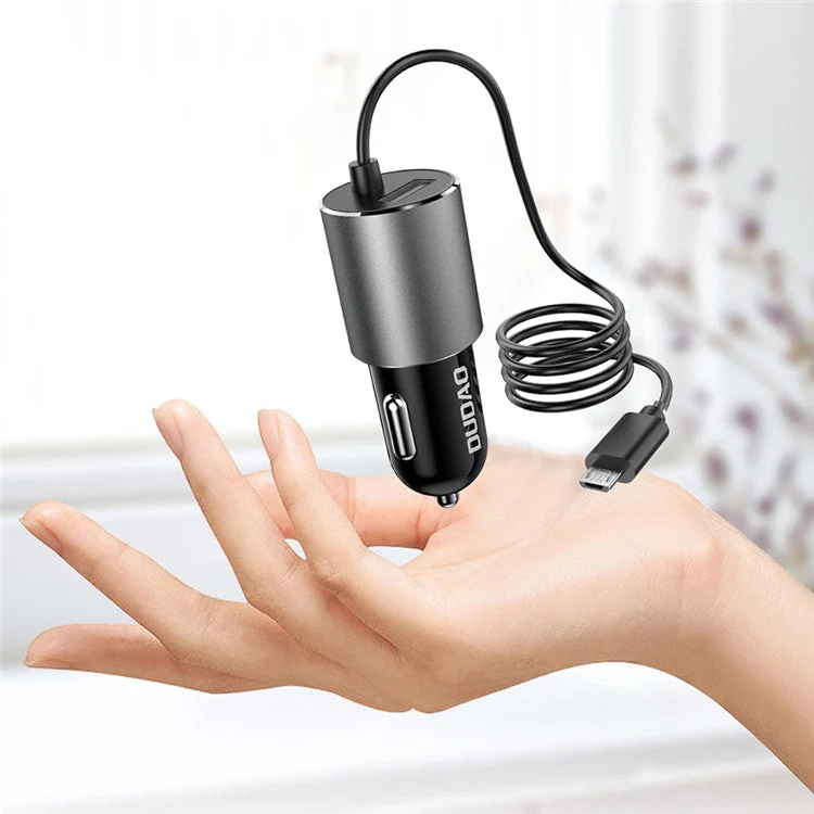 DUDAO R5Pro 3.4A USB Phone Charging Adapter Car Charger with Built-In Cable - Type-C Cable - Image 5