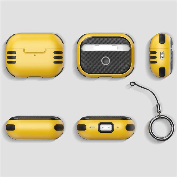 Dustproof Case for AirPods Pro 2 Bluetooth Earbud Hard PC Cover with Hanging Buckle - Yellow - Image 7
