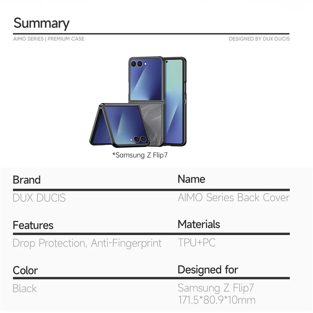 DUX DUCIS Aimo Series For Samsung Galaxy Z Flip7 5G Case TPU + PC Matte Anti Drop Phone Cover without Glass - Image 8