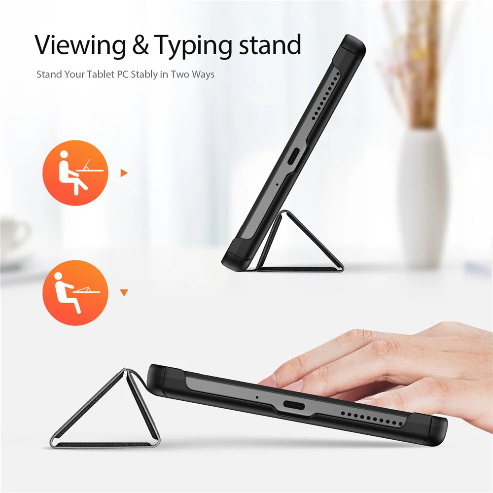 DUX DUCIS Domo Series PU Leather Case for Lenovo Tab M8 (4th Gen) 2024 TB-301XU / M8 (4th Gen) 2023 TB-300FU Tri-Fold Stand Case - Black - Image 2