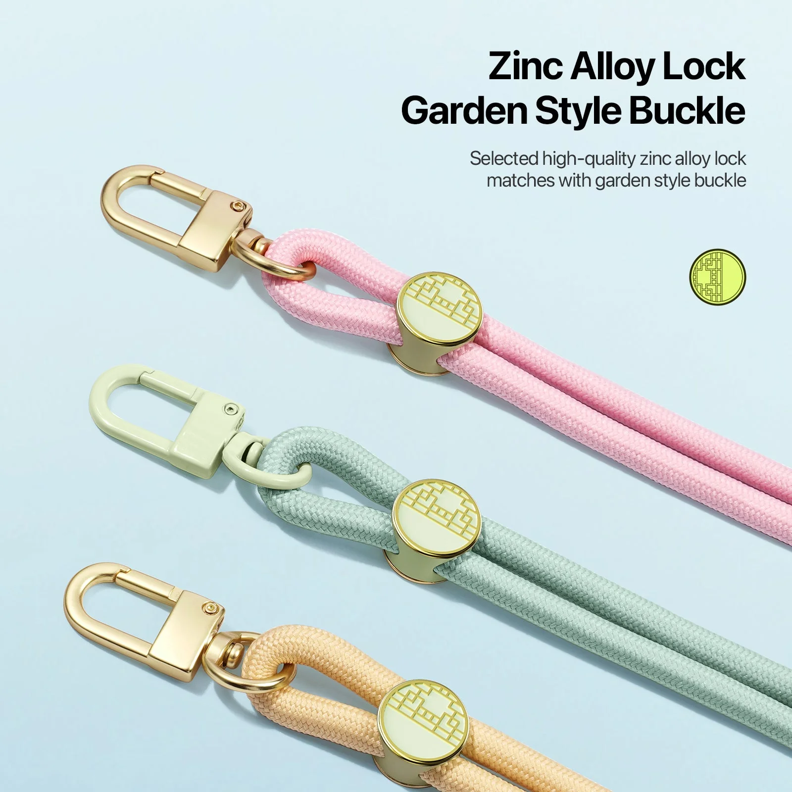 DUX DUCIS Garden Series Phone Lanyard Adjustable Neck Strap with Tile - Light Pink - Image 4