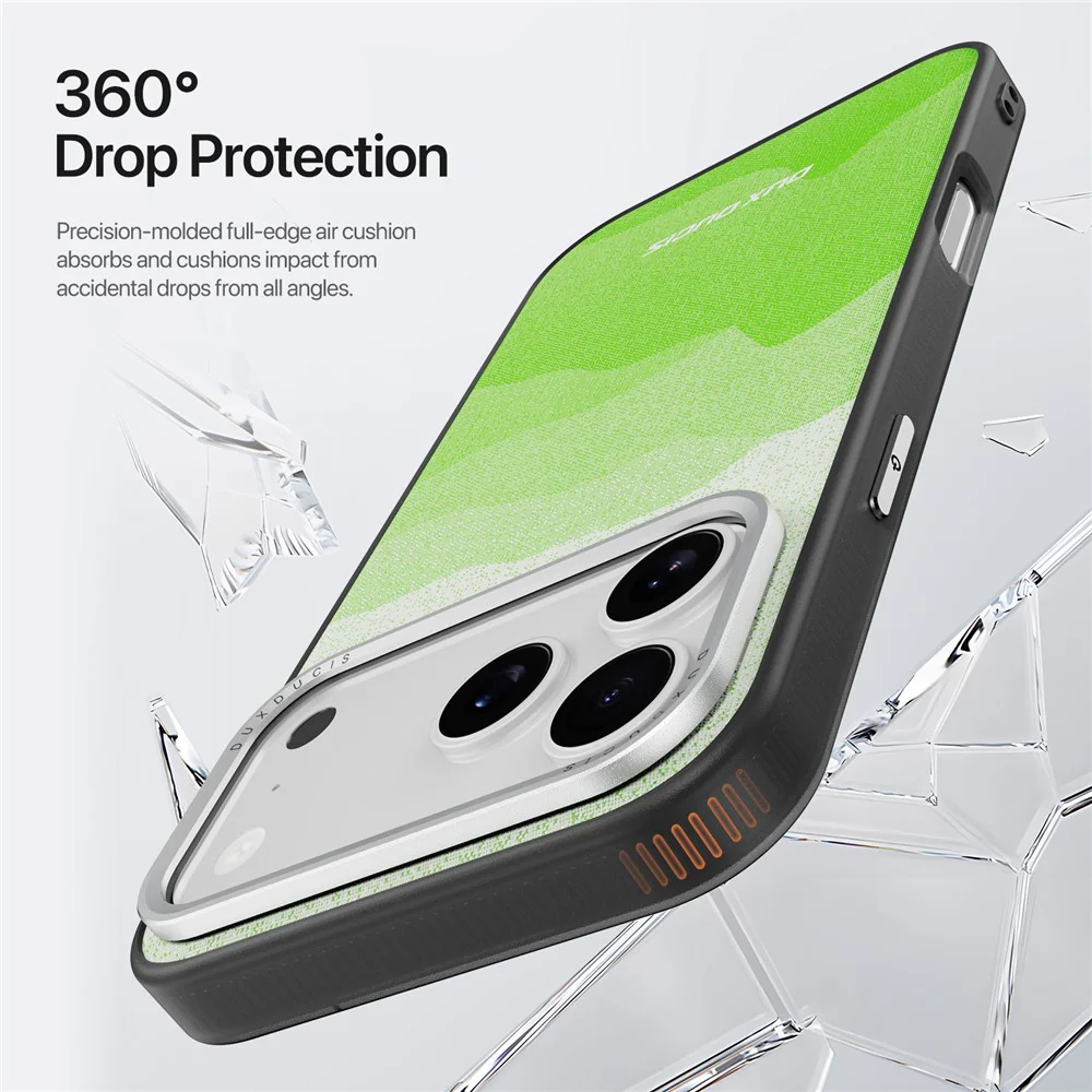 DUX DUCIS Moro Series For iPhone 17 Pro Max Case Compatible with MagSafe UV Pattern Leather + PC + TPU Phone Cover - Green - Image 7