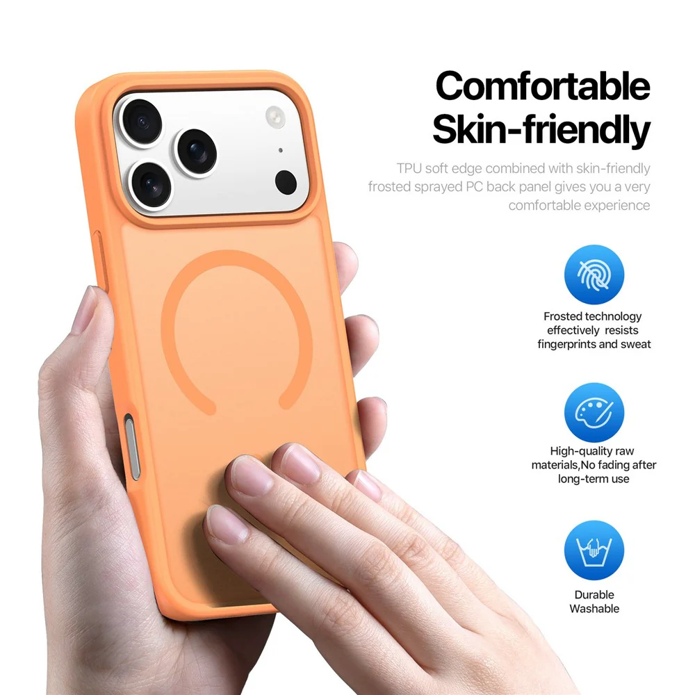 DUX DUCIS Yind Series For iPhone 17 Pro Max Case TPU + PC Matte Phone Cover Compatible with MagSafe - Orange - Image 4