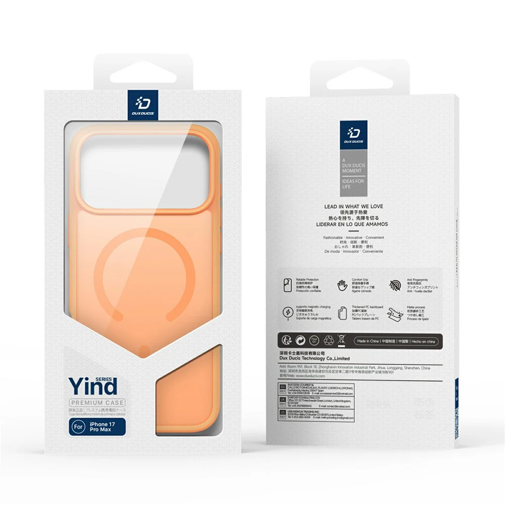 DUX DUCIS Yind Series For iPhone 17 Pro Max Case TPU + PC Matte Phone Cover Compatible with MagSafe - Orange - Image 8