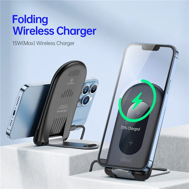 DUZZONA W2 15W Foldable Wireless Charger Mobile Phone Stand Charging Pad Qi Wireless Charging Dock (CE,Rohs,FCC,UKCA) - Image 3