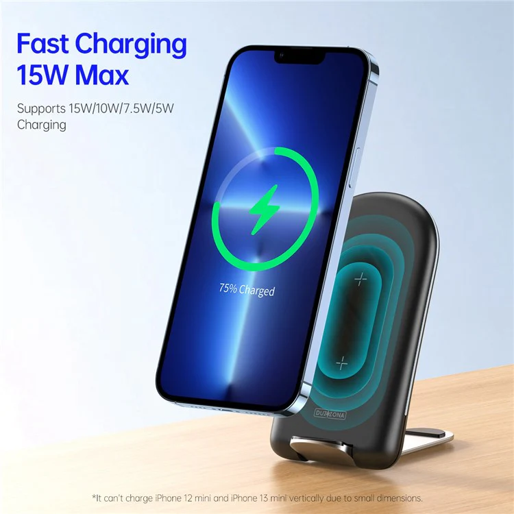 DUZZONA W2 15W Foldable Wireless Charger Mobile Phone Stand Charging Pad Qi Wireless Charging Dock (CE,Rohs,FCC,UKCA) - Image 7