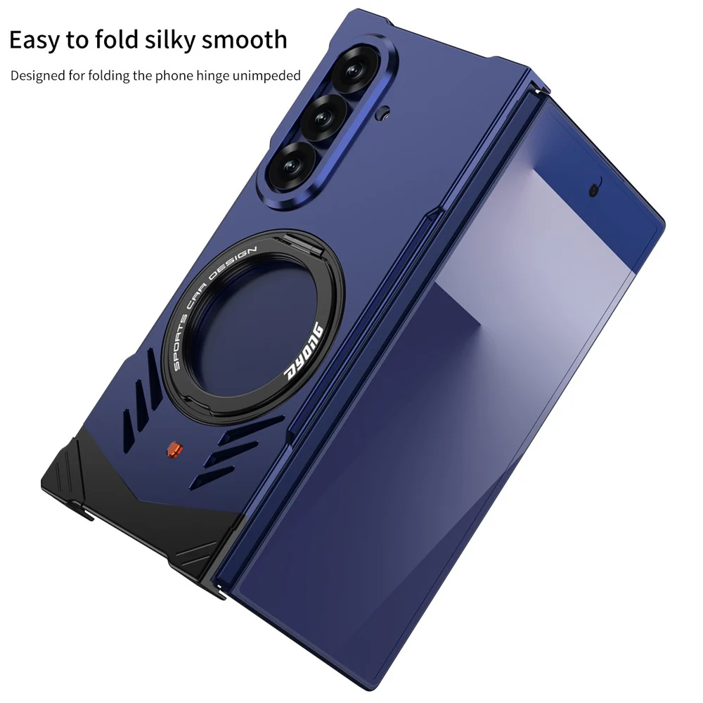 DYONG For Samsung Galaxy Z Fold7 5G Metal Case Frameless Hollow Heat Dissipation Phone Cover with Kickstand - Silver - Image 7