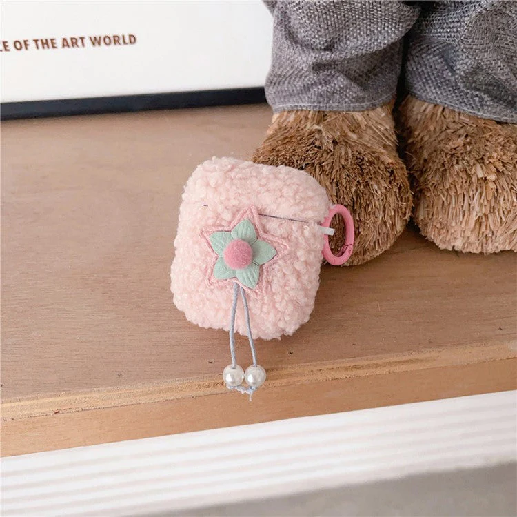 Earphone Case for AirPods with Charging Case (2016) / (2019) / AirPods with Wireless Charging Case (2019) Fluff TPU Earbud Cover with Ring Buckle - Image 2