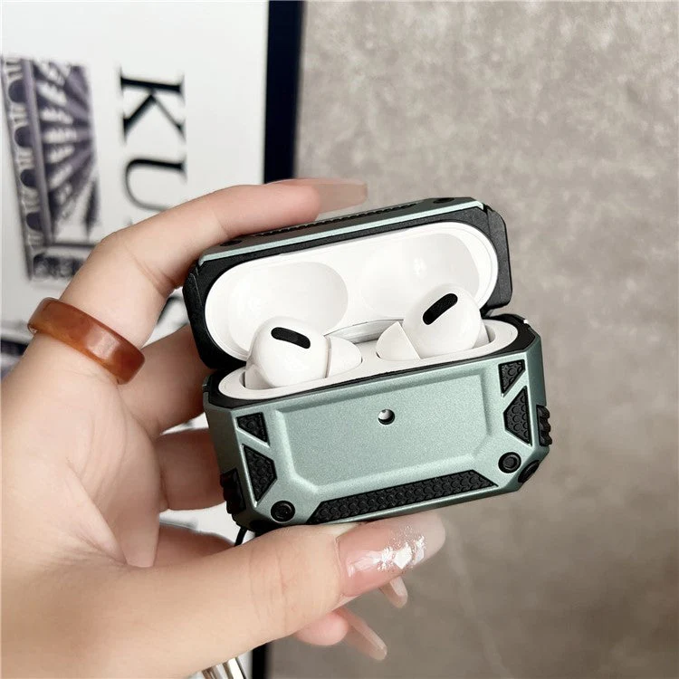 Earphone Cover for AirPods Pro Military Drop-proof TPU+PC Earbuds Protective Case Skin with Buckle - Rose Gold - Image 2