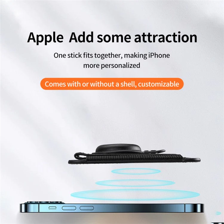 Elastic Band PU Leather Phone Back Card Bag Compatible with MagSafe Protective Case for AirTag - Dark Blue - Image 2