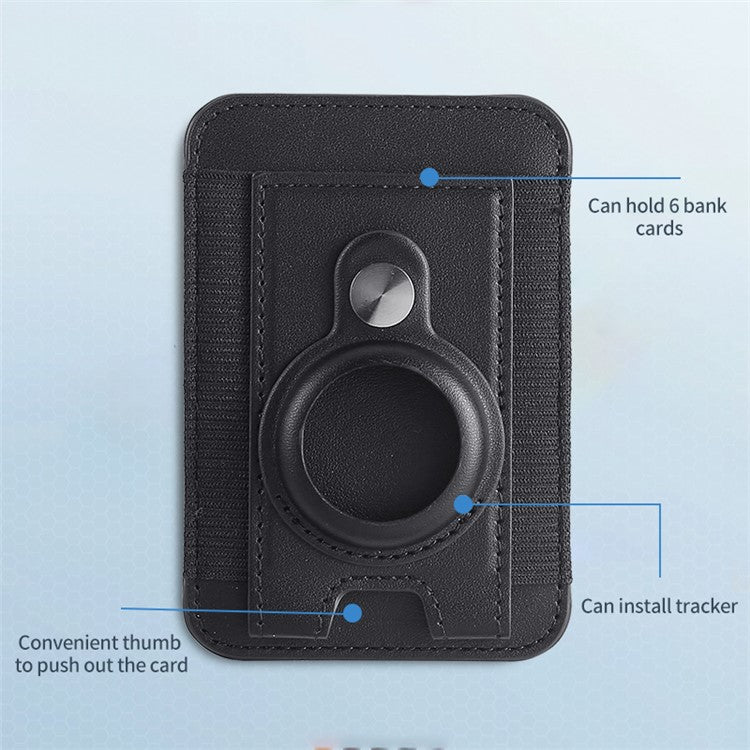 Elastic Band PU Leather Phone Back Card Bag Compatible with MagSafe Protective Case for AirTag - Dark Blue - Image 6