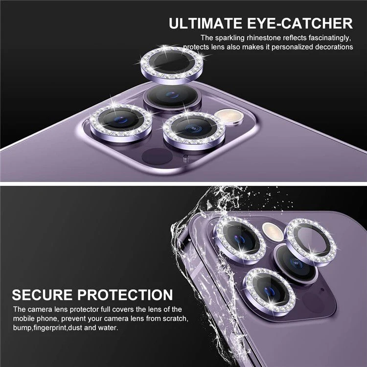 ENKAY HAT PRINCE 1 Set For iPhone 16 Pro / 16 Pro Max Camera Lens Protector Tempered Glass+Aluminum Alloy Lens Film - Light Purple - Image 2