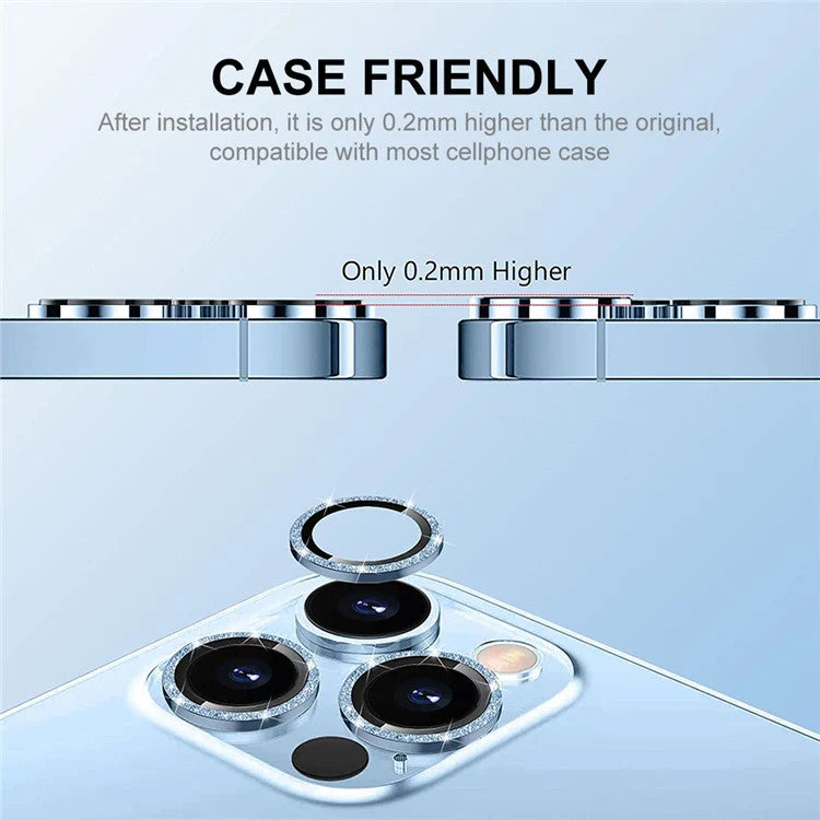 ENKAY HAT PRINCE 1Set For iPhone 16 Pro / 16 Pro Max Camera Lens Protector Glitter Metal Ring Lens Film - Gold - Image 4
