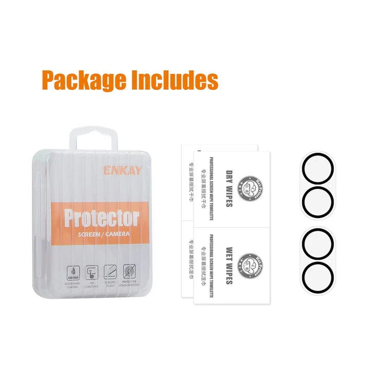 ENKAY HAT PRINCE 2Pcs For iPhone 16 / 16 Plus Camera Lens Film Black Ring Tempered Glass Lens Protector - Image 2