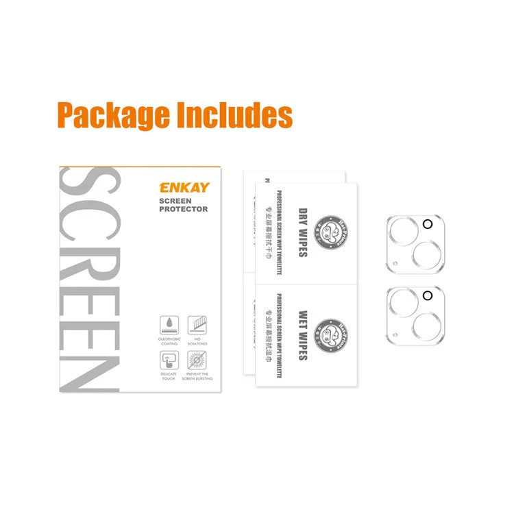 ENKAY HAT PRINCE 2Pcs / Set for iPhone 13 6.1 inch / 13 mini 5.4 inch Rear Camera Lens Flim Tempered Glass Full Cover Lens Protector - Image 6