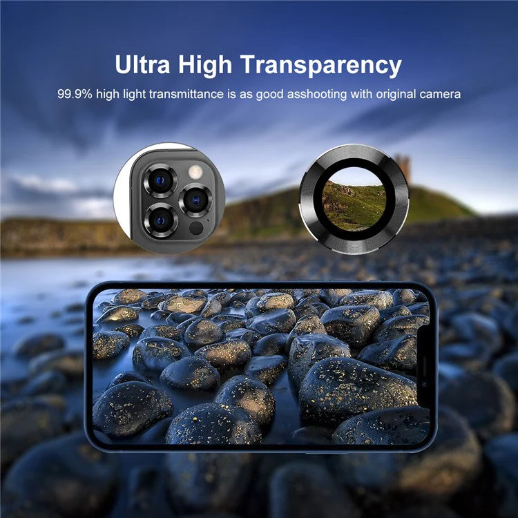 ENKAY HAT PRINCE 3Pcs / Set for iPhone 12 Pro Max Aluminium Alloy Back Camera Lens Protector Ultra Clear Tempered Glass Film - Silver - Image 4