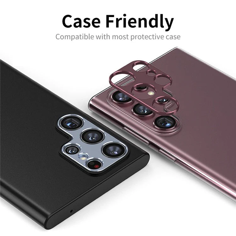 ENKAY HAT PRINCE Camera Lens Edge Protector for Samsung Galaxy S22 Ultra 5G, Scratch-Resistant Aluminum Alloy Frame Tough Protective Cover Sticker - Black - Image 6