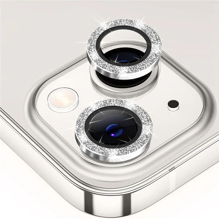ENKAY HAT PRINCE For iPhone 13 6.1 inch / 13 mini 5.4 inch 1 Set Camera Lens Protector Glitter Decor Clear Lens Film - Silver