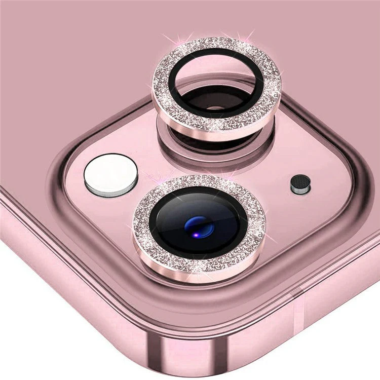 ENKAY HAT PRINCE For iPhone 13 6.1 inch / 13 mini 5.4 inch 1 Set Camera Lens Protector Glitter Decor HD Clear Lens Film - Pink
