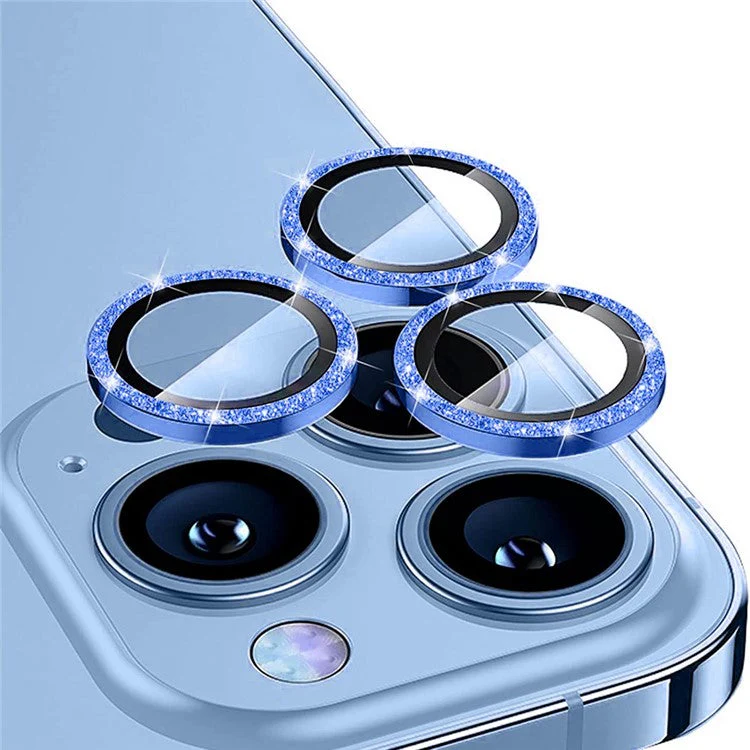 ENKAY HAT PRINCE For iPhone 13 Pro 6.1 inch / 13 Pro Max 6.7 inch 1 Set Camera Lens Film Glitter Decor Lens Protector - Blue