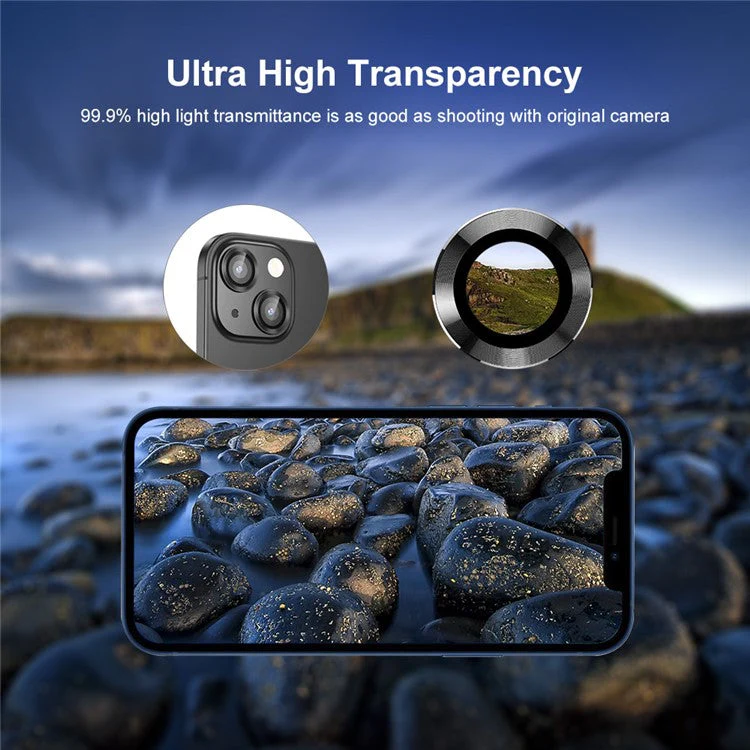ENKAY HAT PRINCE For iPhone 14 6.1 inch / 14 Plus 1 Set Camera Lens Protector HD Anti-explosion Tempered Glass Aluminum Alloy Ring Film - Multi-color - Image 5