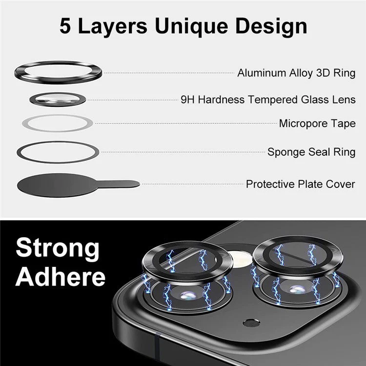 ENKAY HAT PRINCE For iPhone 14 6.1 inch / 14 Plus 1 Set Camera Lens Protector HD Anti-explosion Tempered Glass Aluminum Alloy Ring Film - Silver - Image 2