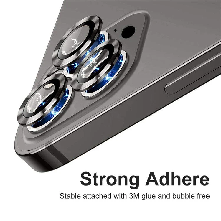 ENKAY HAT PRINCE For iPhone 14 Pro 6.1 inch / 14 Pro Max 6.7 inch 1 Set Camera Lens Film Ultra Clear Tempered Glass Aluminum Alloy Ring Lens Protector - Grey - Image 2