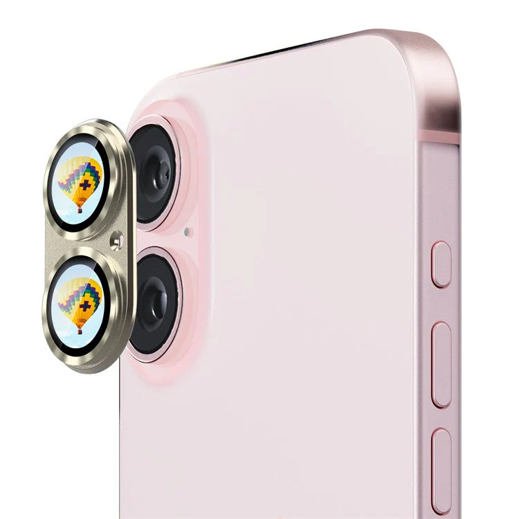 ENKAY HAT PRINCE For iPhone 16 / 16 Plus Camera Lens Protector Aluminum Alloy + Tempered Glass - Yellow